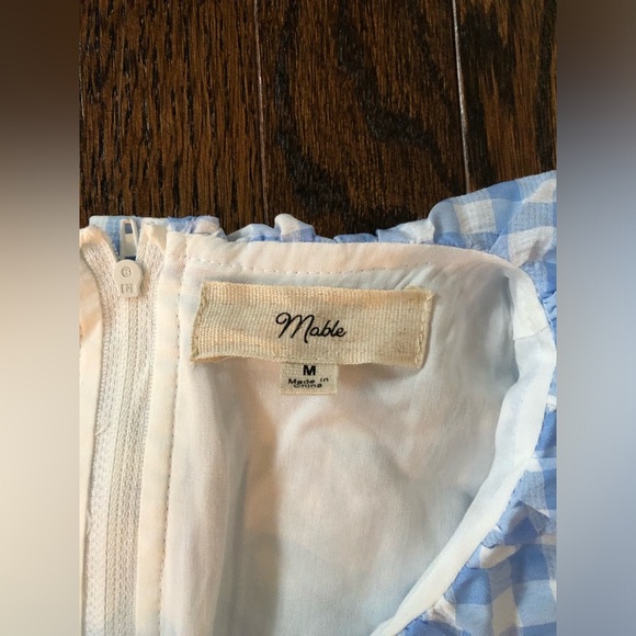 Mable Women’s M Blue/White Gingham Lolita Puffed Sleeve Cut-Out A-Line Dress EUC - Picture 6 of 15